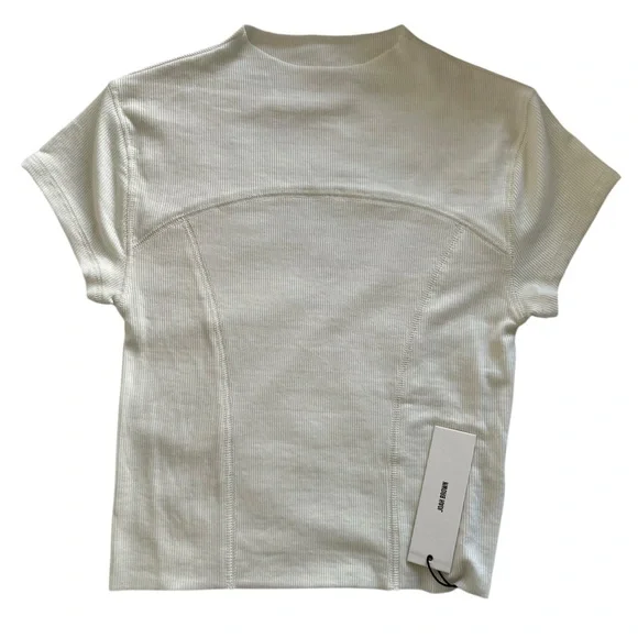 Joah Brown Contrast Stitch Crop Top – Bone Rib (NWT) - Picture 2 of 4